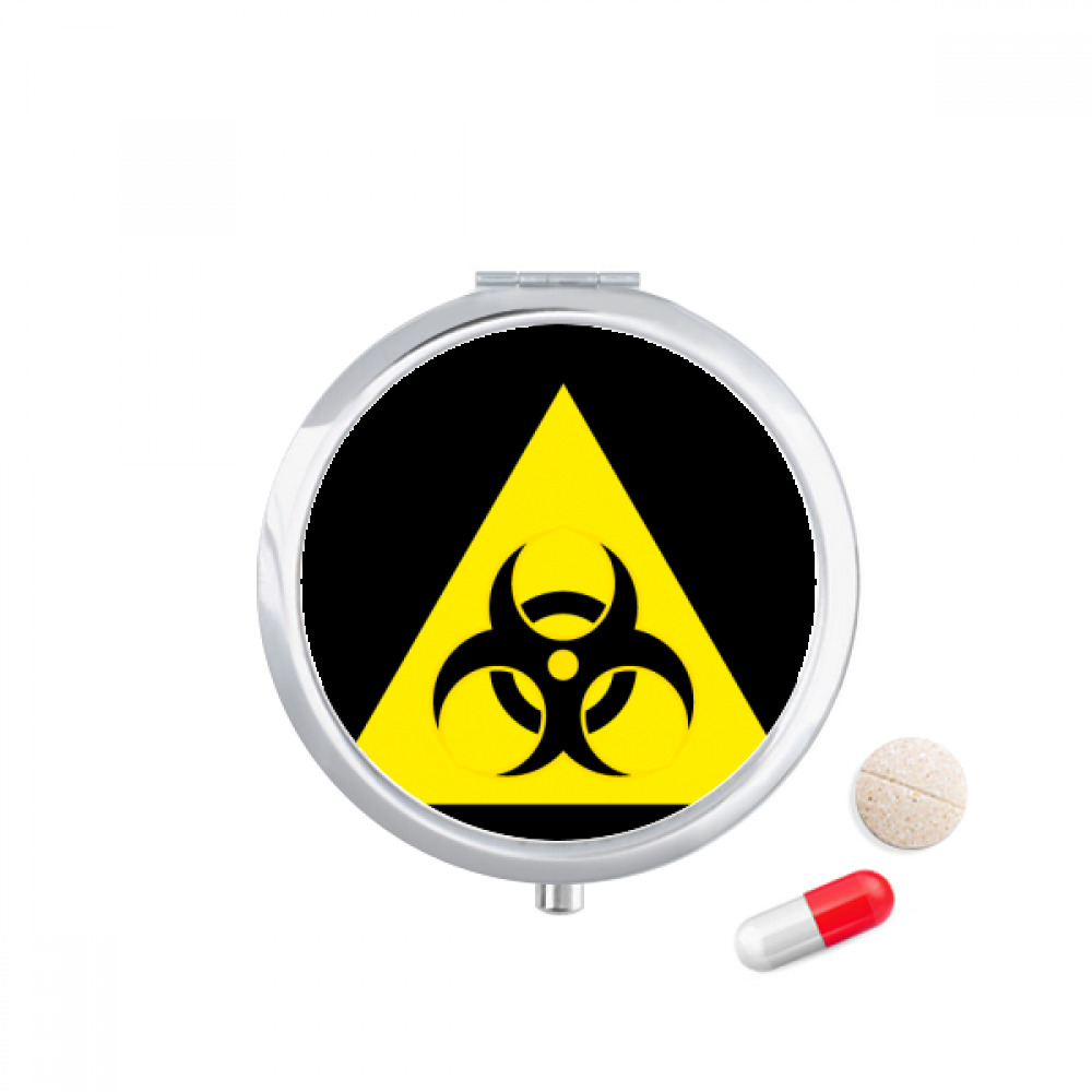 Warning Symbol Yellow Black Infection Triangle Pill Case Pocket Medicine Storage Box Container Dispenser